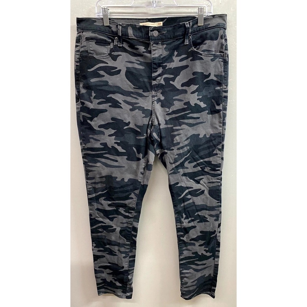 Levi's 721 High Rise Skinny Jeans Womens 16W Black Gray Camouflage Tapered Leg
